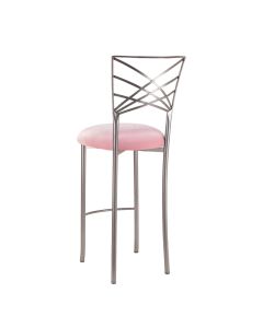 Silver Chameleon Barstool with Soft Pink Velvet Cushion