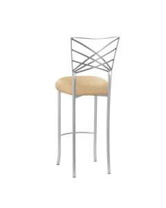 Silver Chameleon Barstool with Toffee Stretch Knit Cushion