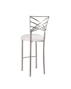 Silver Chameleon Barstool with White Stretch Knit Cushion