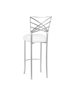 Silver Chameleon Barstool with White Suede Cushion