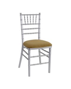 Silver Chiavari Chair with Camel Suede