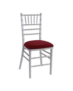 Silver Chiavari Chair with Cranberry Stretch Knit 