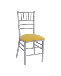 Silver Chiavari Chair with Gold Stretch Knit 