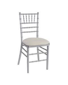 Silver Chiavari Chair with Ivory Stretch Knit 