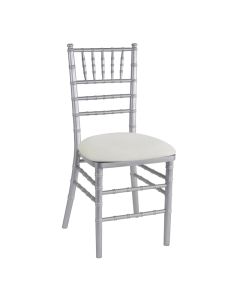 Silver Chiavari Chair with Ivory Suede Cushion
