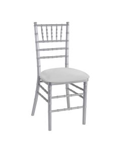 Silver Chiavari Chair with Light Grey Stretch Knit Cushion