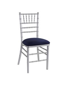 Silver Chiavari Chair with Navy Stretch Knit