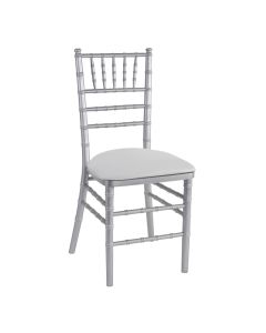 Silver Chiavari Chair with White Stretch Knit