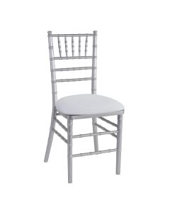 Silver Chiavari Chair with White Suede