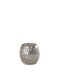 Silver Mercury Round Candle Holder 3"