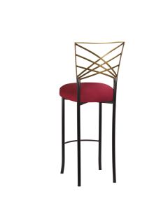 Two Tone Chameleon Bar Stool with Cranberry Stretch Knit Cushion