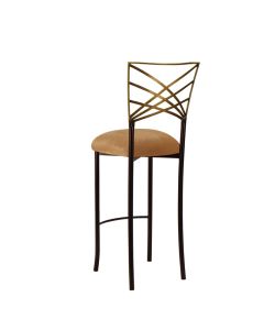 Two Tone Chameleon Bar Stool with Gold Velvet Cushion