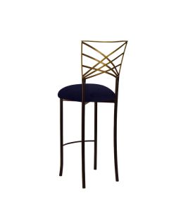 Two Tone Chameleon Bar Stool with Navy Stretch Knit Cushion