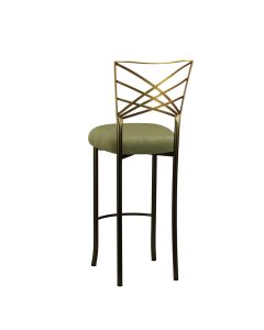 Two Tone Chameleon Bar Stool with Olive Velvet Cushion
