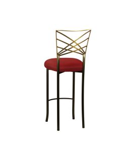 Two Tone Chameleon Bar Stool with Red Velvet Cushion
