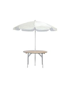 Umbrella Table 48" wood with 7' White Vinyl Top