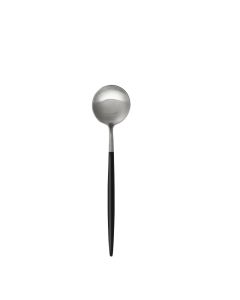 Uptown Black Silver Soup Spoon