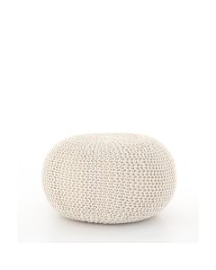 White Jute Pouf 30"