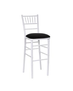 White Chiavari Bar Stool with Black Suede
