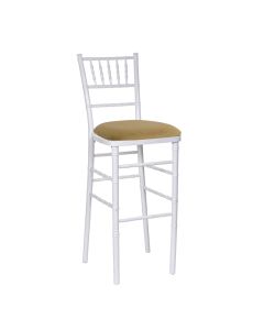 White Chiavari Bar Stool with Camel Suede