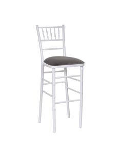 White Chiavari Bar Stool with Charcoal Suede 