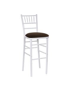 White Chiavari Bar Stool with Chocolate Suede 