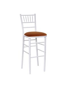 White Chiavari Bar Stool with Copper Suede 