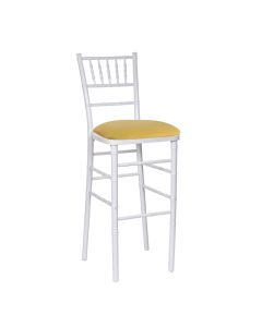 White Chiavari Bar Stool with Gold Stretch Knit 
