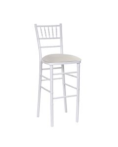 White Chiavari Bar Stool with Ivory Stretch Knit 