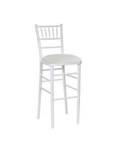 White Chiavari Barstool with Ivory Suede Cushion