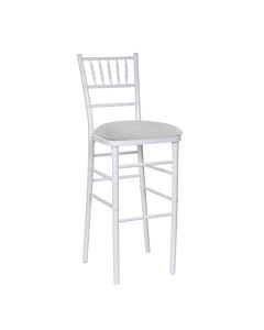 White Chiavari Barstool with Light Grey Stretch Knit Cushion