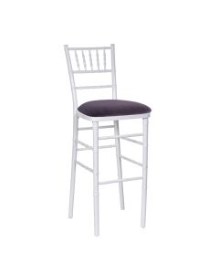 White Chiavari Bar Stool with Lilac Suede
