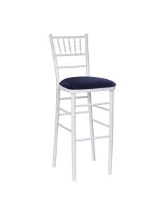 White Chiavari Bar Stool with Navy Stretch Knit
