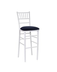 White Chiavari Bar Stool with Navy Suede  