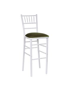 White Chiavari Bar Stool with Olive Velvet