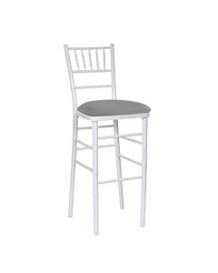 White Chiavari Bar Stool with Silver Stretch Knit 