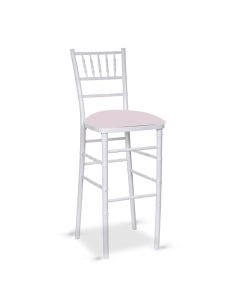 White Chiavari Barstool with Soft Pink Velvet Cushion