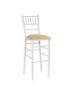 White Chiavari Bar Stool with Toffee Stretch Knit
