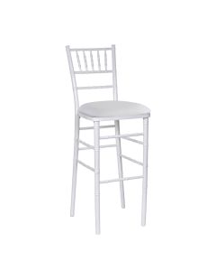 White Chiavari Bar Stool with White Stretch Knit
