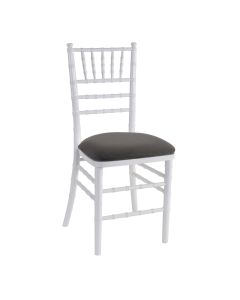 White Chiavari Chair with Charcoal Suede 