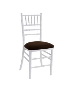 White Chiavari Chair with Chocolate Suede 