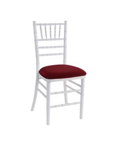 White Chiavari Chair with Cranberry Stretch Knit 