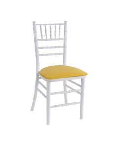 White Chiavari Chair with Gold Stretch Knit 