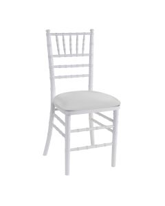 White Chiavari Chair with Light Grey Stretch Knit Cushion