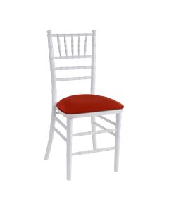 White Chiavari Chair with Red Stretch Knit 