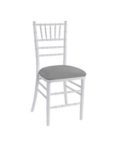 White Chiavari Chair with Silver Stretch Knit 