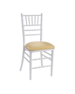 White Chiavari Chair with Toffee Stretch Knit