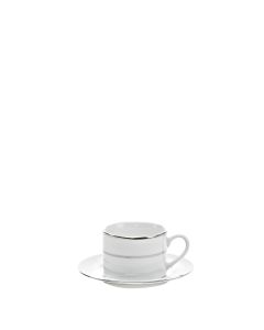 White Silver Rim Saucer 5.5"