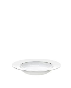 White Silver Rim Soup Plate 8.75"
