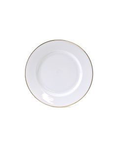 White with Gold Rim Dinner Plate 10.5"